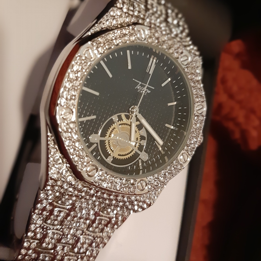 Iced Out Silver Watch